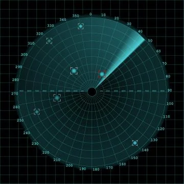 Sonar and radar screen on grid Stock Illustration