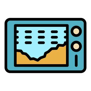 Sonar catch fish icon color outline vector Stock Illustration