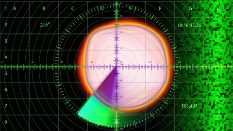 Sonar of  Front View of Flying through Deep Space Big Burning Comet Stock-Footage 127667704