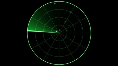 Sonar green radar screen with rotating scanner sweep seamless loop animation Stock Footage 347085955