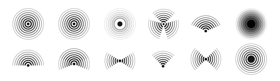Sonar pulse patterns with ripple effects for technology projects. Isolated Stockillustratie