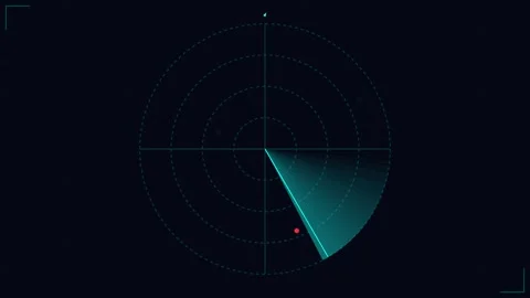Sonar radar scanning digital HUD interface with rotating beam and target Stock Footage 345554496