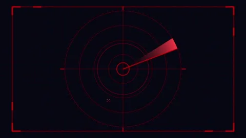 Sonar radar scanning red digital hud interface display Stock Footage 345554556