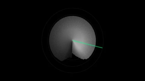 Sonar sound visualizer, monochrome radar animation on black background Video stock 311309879