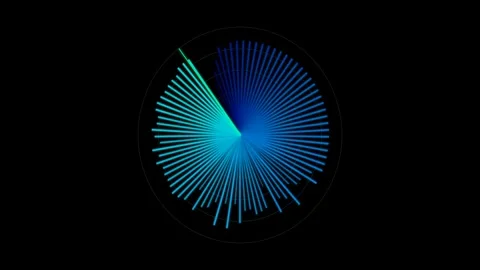 Sonar sound visualizer, neon radar animation on black background Video stock 311309889