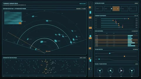 Sonar Tracking Dashboard HUD Seamless Loop Stock Footage 342202072