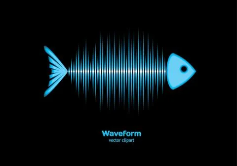 Sonar waveform fish Illustrazione stock