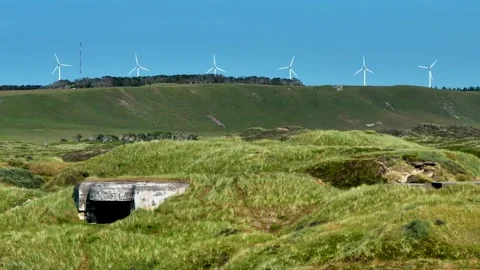 Sondervig bunkers, Hvide Sande, Denmark, Bunkers at the Danish coast, Stock Footage 260324114