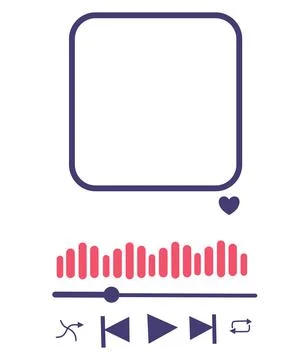 Song plaque with buttons. loading bar, equalizer sign, Trendy music player in Ilustración de archivo