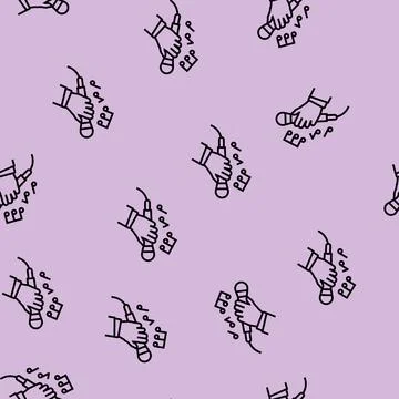 Song singing line seamless pattern Illustrazione stock