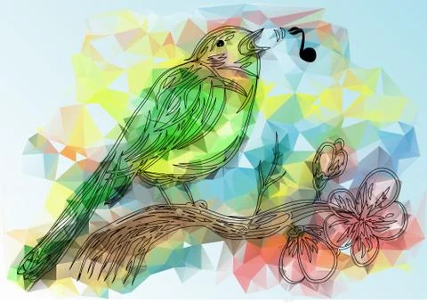 Songbird and note Illustrazione stock