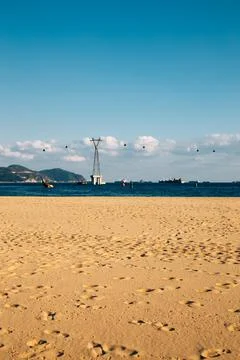 Songdo beach and cable car in Busan, Korea Stock Photos