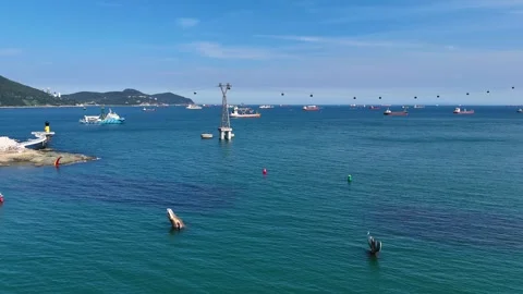 Songdo cable car crossing the ocean in busan, south korea Stock Footage 337522146