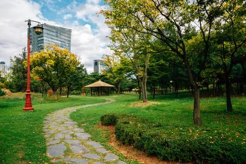 Songdo International City Michuhol Park in Incheon, Korea. Stock Photos
