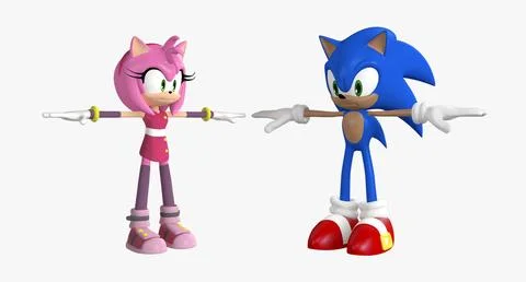 Sonic And Amy Rose 3D Model