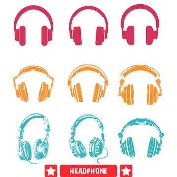 Sonic Harmony  Premium Headphone Vector Graphics for Design Enthusiasts Stock Illustration