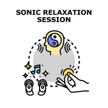 Sonic relaxation session concept for sound therapy and meditation Stock Illustration