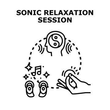 Sonic relaxation session concept for sound therapy and meditation Stock Illustration