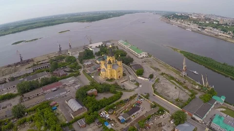 Сonnection of two rivers within the city limits Stock Footage 93160979