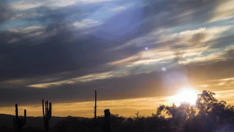Sonoran Desert Sunset with Clouds 2 Timelapse Stock Footage 130963064