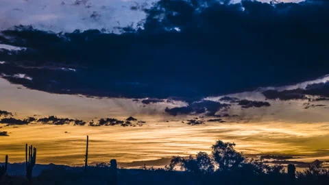 Sonoran Desert Sunset with Clouds Timelapse Stock Footage 130910672
