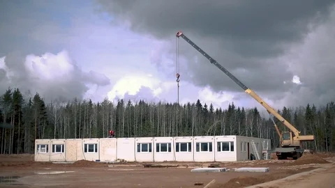 Сonstruction crane at construction site Stock Footage 80308999