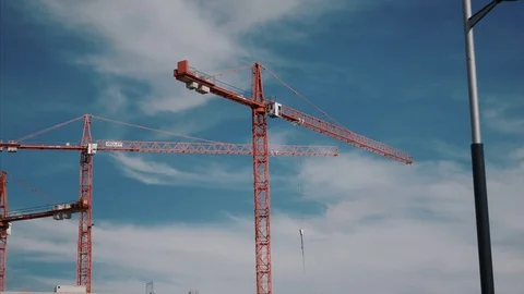 Сonstruction cranes working Stock Footage 82910127
