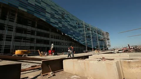 Сonstruction of the Olympic objects in Sochi.Dolly shot 2 Video stock 22018122