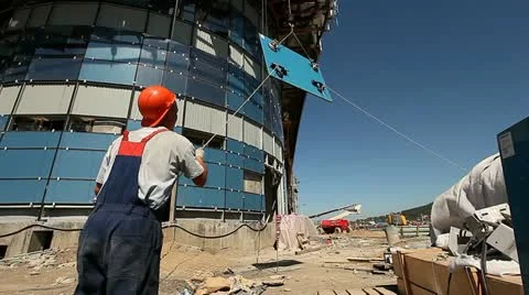 Сonstruction of the Olympic objects in Sochi.Dolly shot 1 Stock Footage 22018174