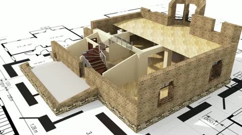 Сonstruction of residential house Stock Footage 12361569