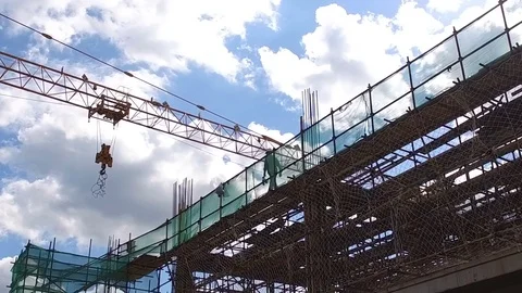 Сonstruction site, builder.  Shooting with copter. Stock Footage 85285287