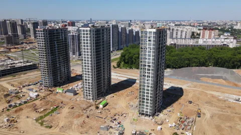 Сonstruction site with cranes on building construction. Stockbeeldmateriaal 156630613