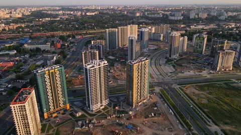 Сonstruction site with cranes on building construction. 動画素材 156631496