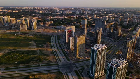 Сonstruction site with cranes on building construction. Видео 156631882