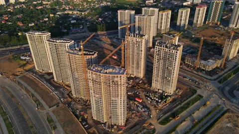 Сonstruction site with cranes on building construction. Stockbeeldmateriaal 156631942