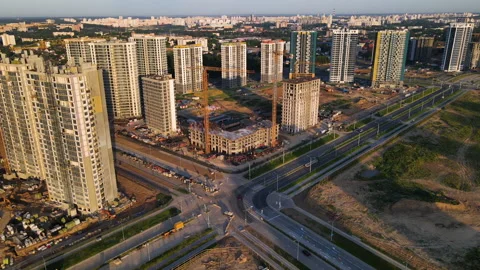 Сonstruction site with cranes on building construction. Stock-Footage 156632281