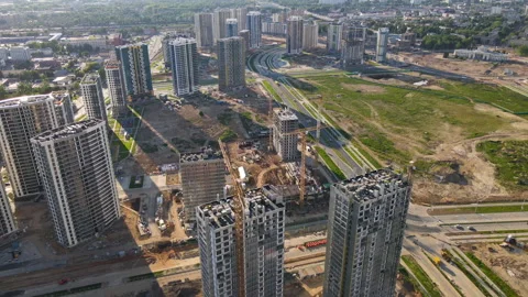 Сonstruction site with cranes on building construction. 스톡 동영상 156632946
