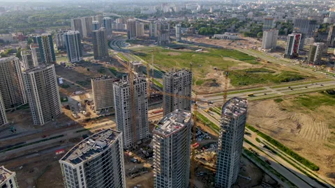 Сonstruction site with cranes on building construction. Stock-Footage 156632976