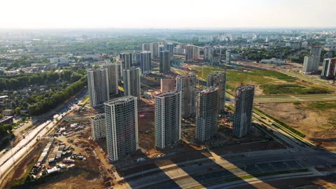 Сonstruction site with cranes on building construction. 動画素材 156633081