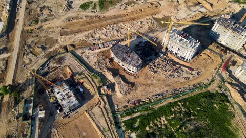 Сonstruction site with cranes on building construction. 스톡 동영상 156633463