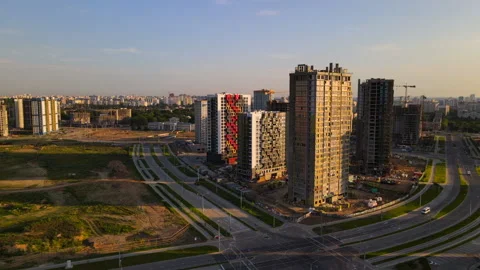 Сonstruction site with tower cranes on building construction. Stock Footage 219824880