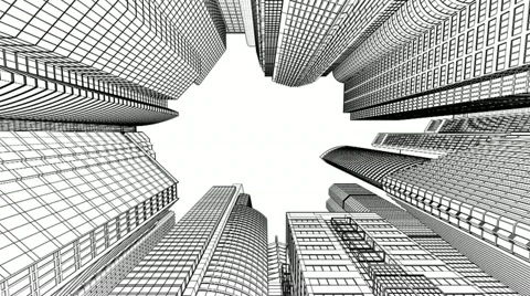 Сonstruction of skyscrapers, wire frame Vídeo Stock 12318507