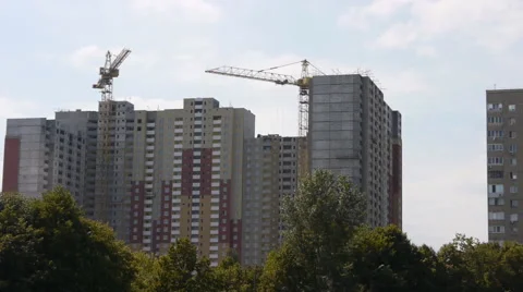 Сonstruction Сranes at construction site Stock Footage 65214673