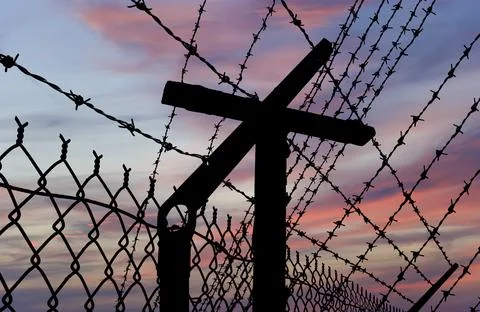 Сontour of barbed wire Foto stock