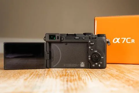 Sony Alpha 7CR Mirrorless Camera Rear View with Fully Articulating Flip Touc Stock Photos