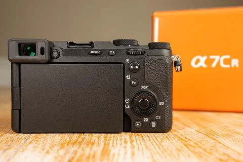 Sony Alpha 7CR Mirrorless Camera Rear View with Fully Articulating Flip Touc Stock Photos