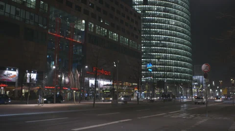 Sony Center at Potsdamer Platz in Berlin Germany at night 3 Stock Footage 36267550
