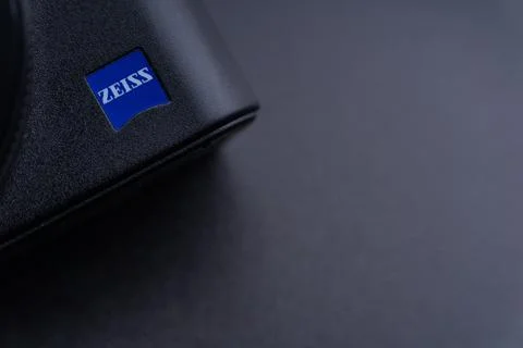 Sony compact or mirrorless camera closeup on black background 库存照片