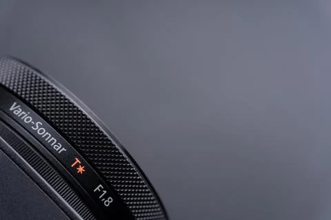 Sony compact or mirrorless camera closeup on black background 库存照片