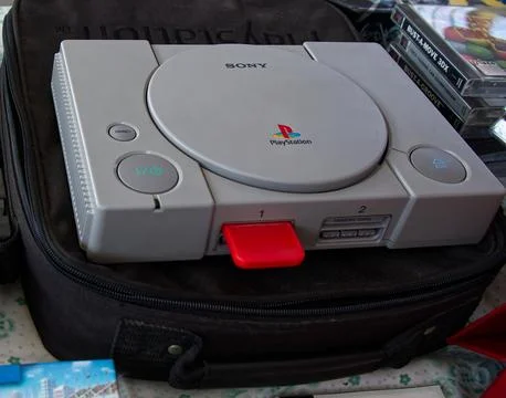 Sony Console PlayStation 1. PS1. Vintage technology. Stock Photos